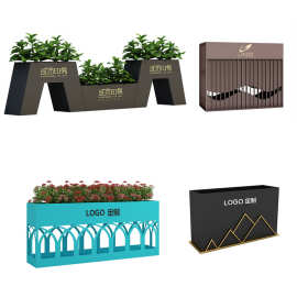 定制写字楼医院绿化金属花箱酒店户外学校安全花盆商场入口花槽