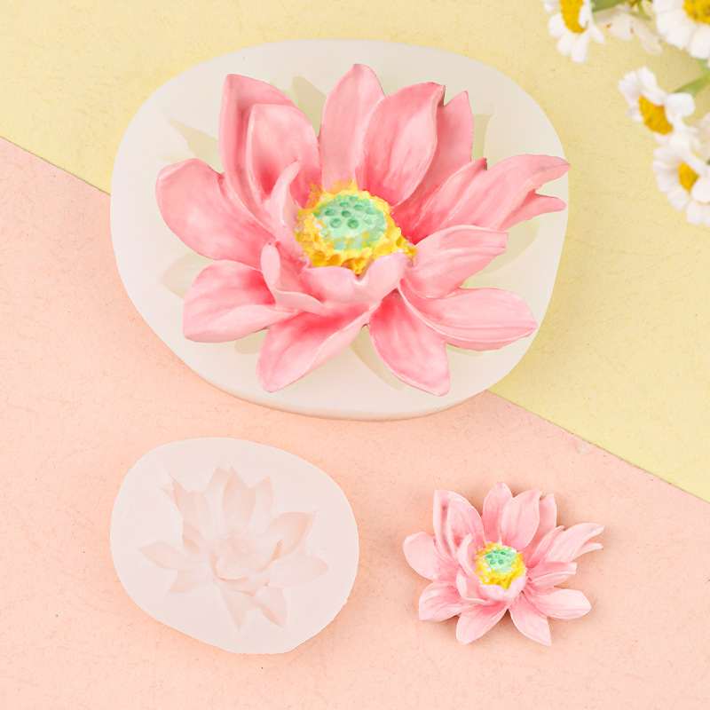 Lotus Lotus Jabón Hecho a mano Forma de yeso Molde de silicona Decoración de epoxi Molde de resina de flor de aromaterapia de coche