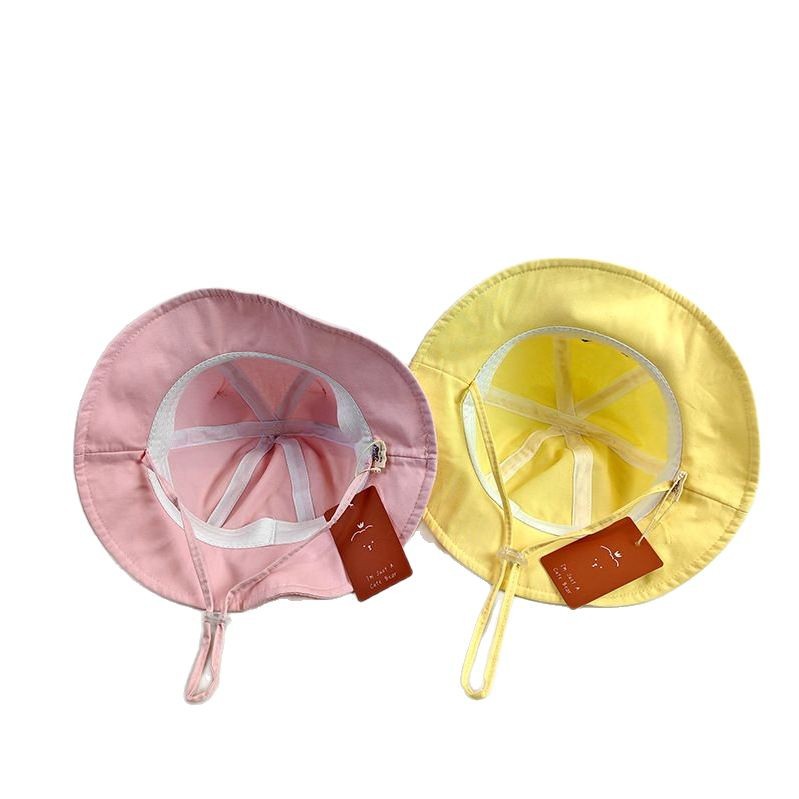 Sombrero de pescador de bebés de dibujos animados primavera y verano delgado algodón insolelado coreano sombrero de baño para bebés sombrero de sol para niños pequeños