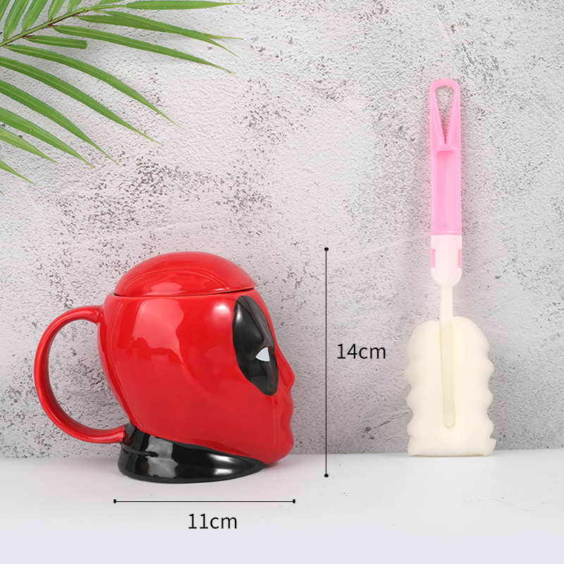 Cerámica transfronteriza Marvel Cup Iron Man con cubierta con cuchara taza Deadpool Thanos taza de agua tendencia de personalidad