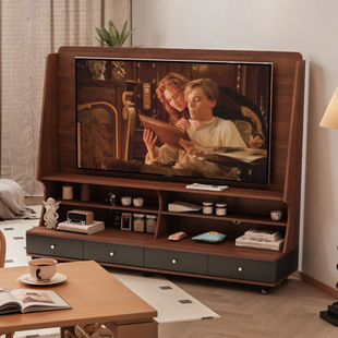 2025 New Home Living Room Removable Tv Cabinet Solid Wood Tv Cabinet with Wheels Storage Cabinet Chinese Style