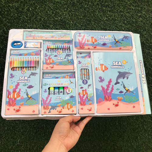 YOY Children's Stationery Set Primary School Pen Box Pencil Dinosaur Animal Watercolor Pen Painting Foreign Trade