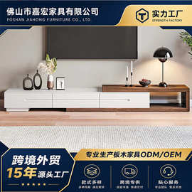 复古风格轻奢豪华实木伸缩电视柜现代简约客厅家用储物柜落地柜