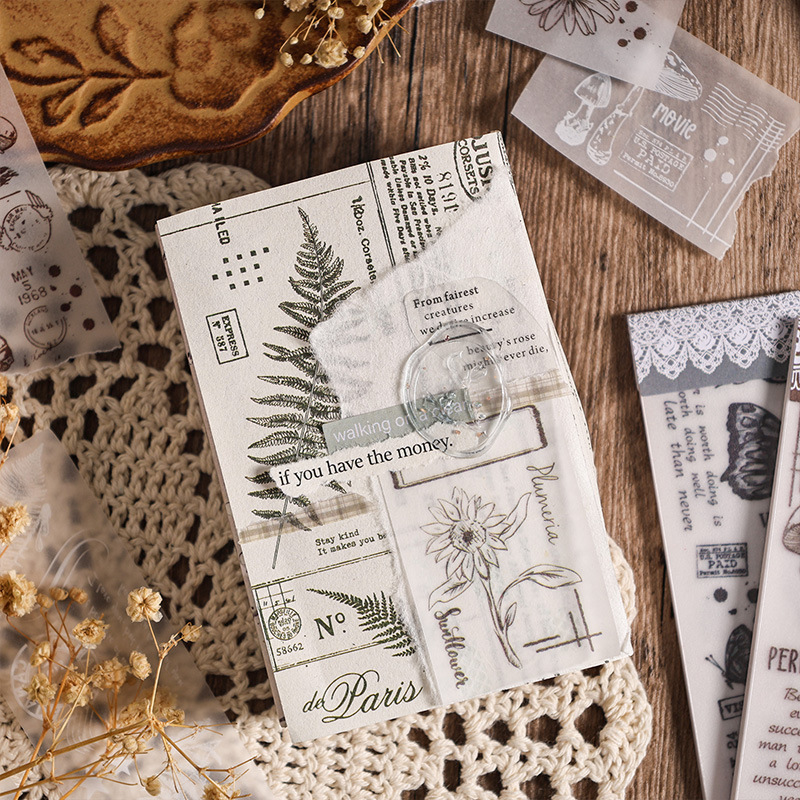 Este susurro flor pegatinas de papel de sulfato retro libro tinta blanca papel de notas puede escribir no adhesivo fondo paisajismo papel material