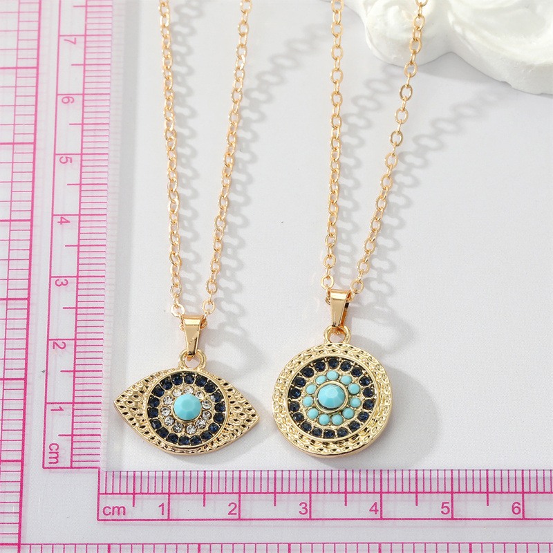 European retro alloy full diamond sun eye necklace trend collarbone chain wholesale