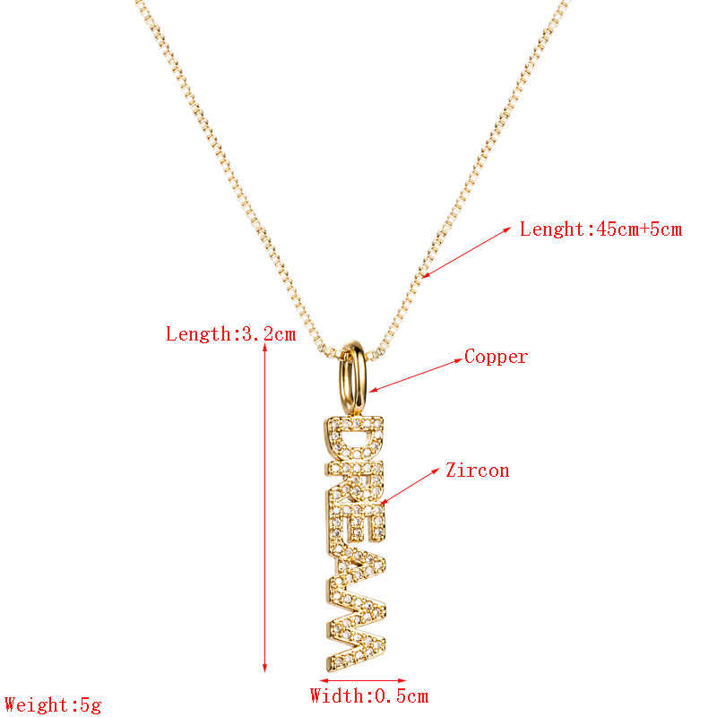 Fashion Hollow Long Letter Copper Inlaid Zircon Necklace Wholesale display picture 1