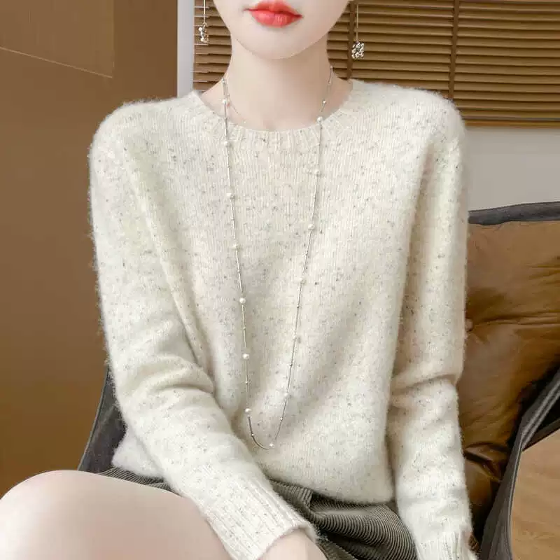 100 шерстяные свитера женская линия одежды с круглым вырезом с толстым длинным рукавом вязаный свитер свободный кашемировый нижний свитер