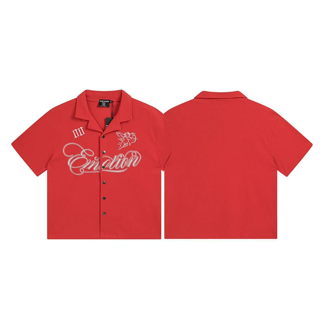 Mixed Emotion Signature Button-Up Shirt Red