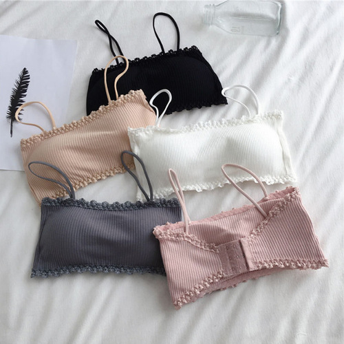 Cross-border wholesale lace threaded tube top, one-line waist, beautiful back underwear, girl's inner wear, chest strap, chest pad, vest suspender