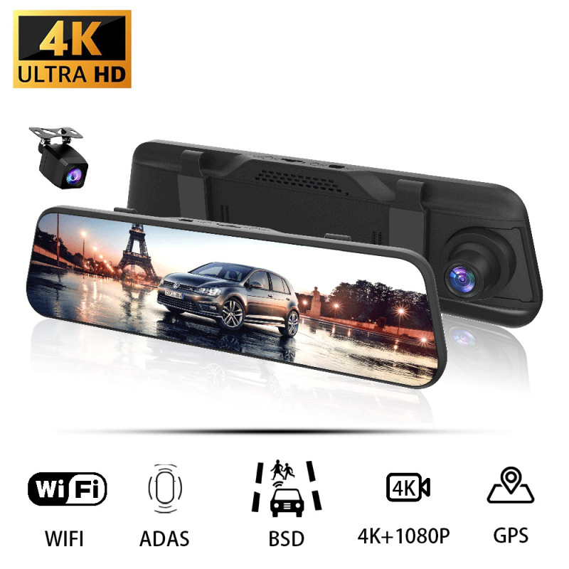 新しい 9.66 インチ 4K フルスクリーン Wi-Fi ドライブレコーダー バックミラー GPS ストリーミング HD ナイトビジョン ダッシュカム|undefined
