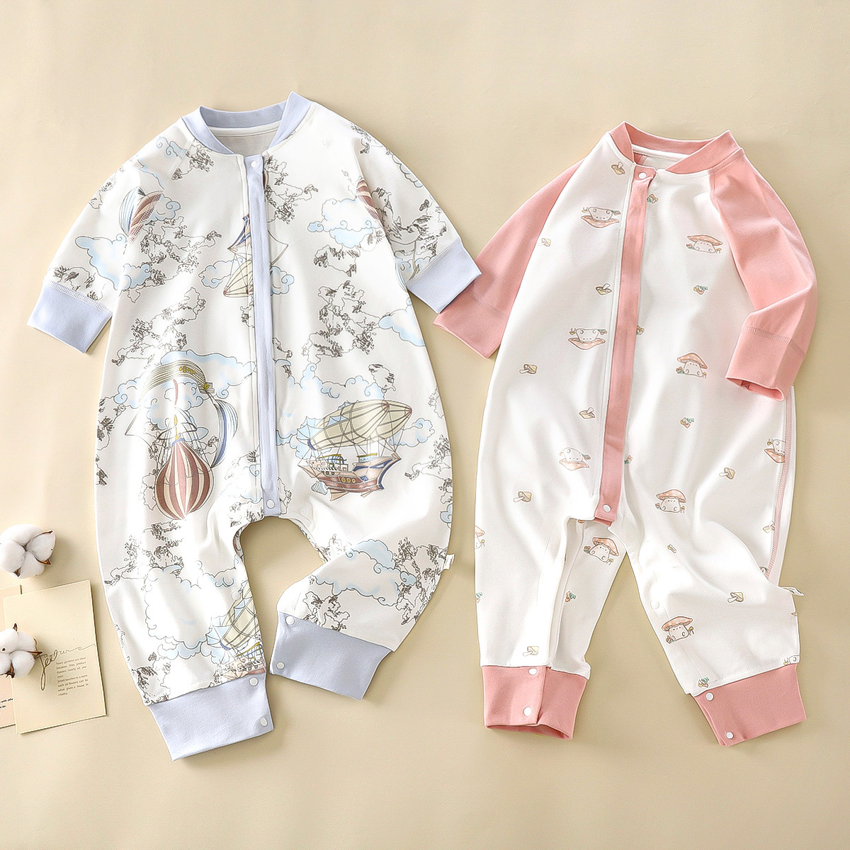 Children's Sleeping Bag Spring & Fall Baby Anti-Kick Quilt Type a Baby Jumpsuit Boneless Crawling Suit Pure Cotton Split-Leg Sleeping Bag