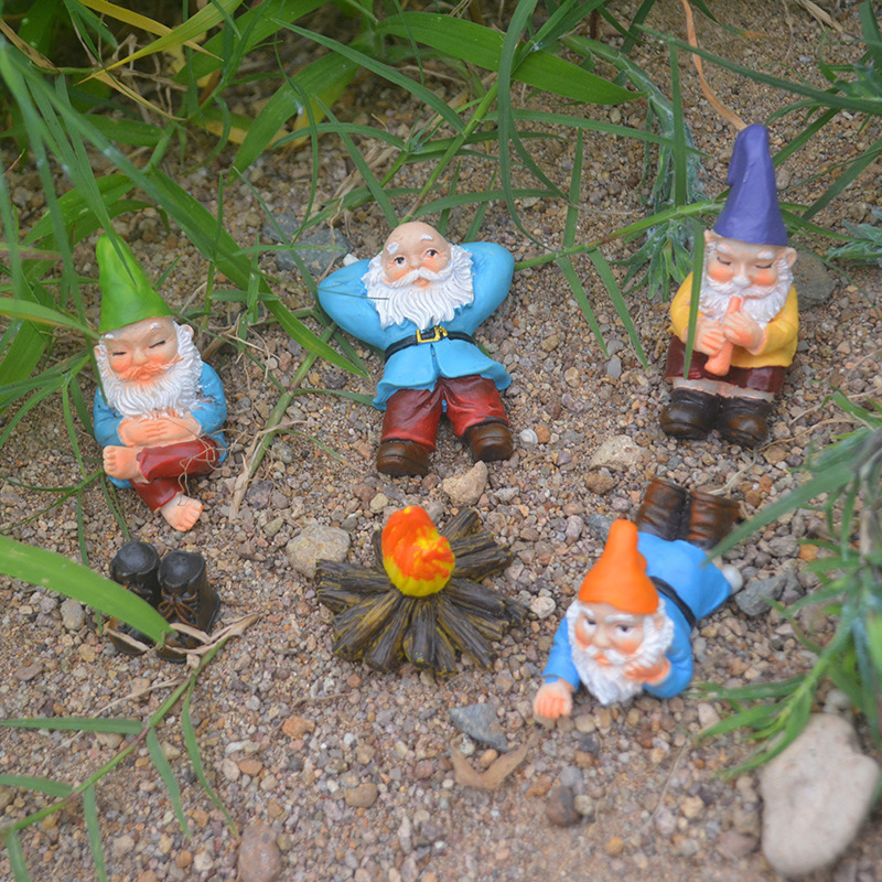 Cross-border campfire barbecue dwarf gnome set courtyard outdoor statue garden decoration home crafts