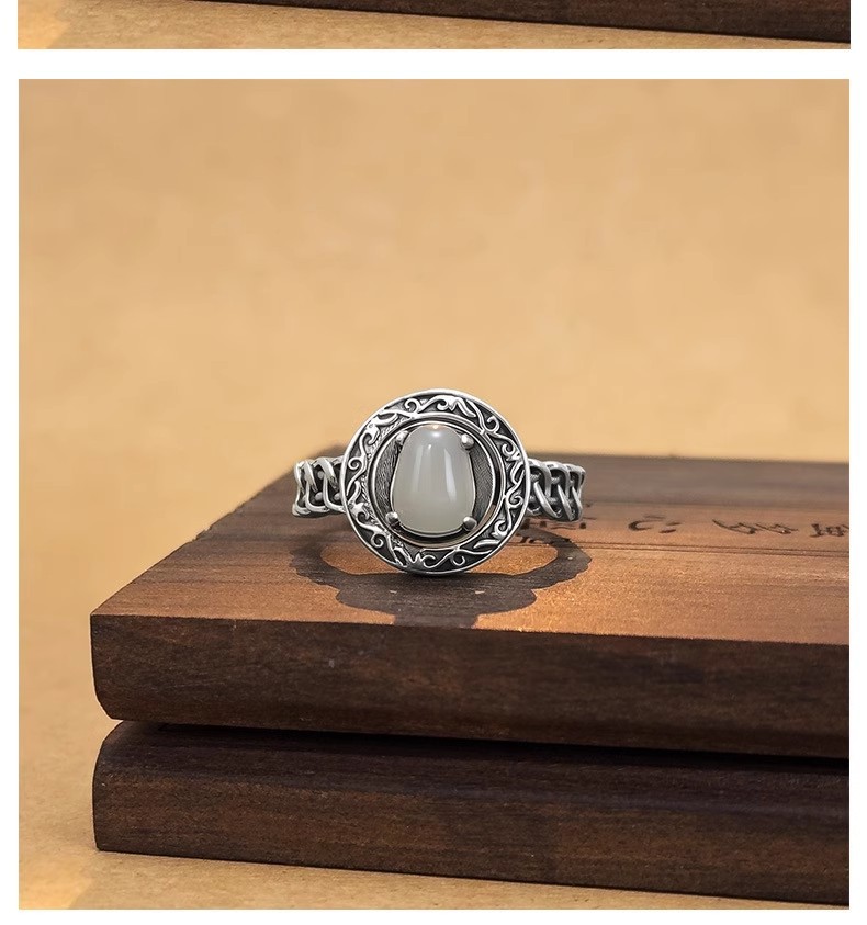Vintage Egg-shaped Designer Ring Adjustable National Style_voghion.com