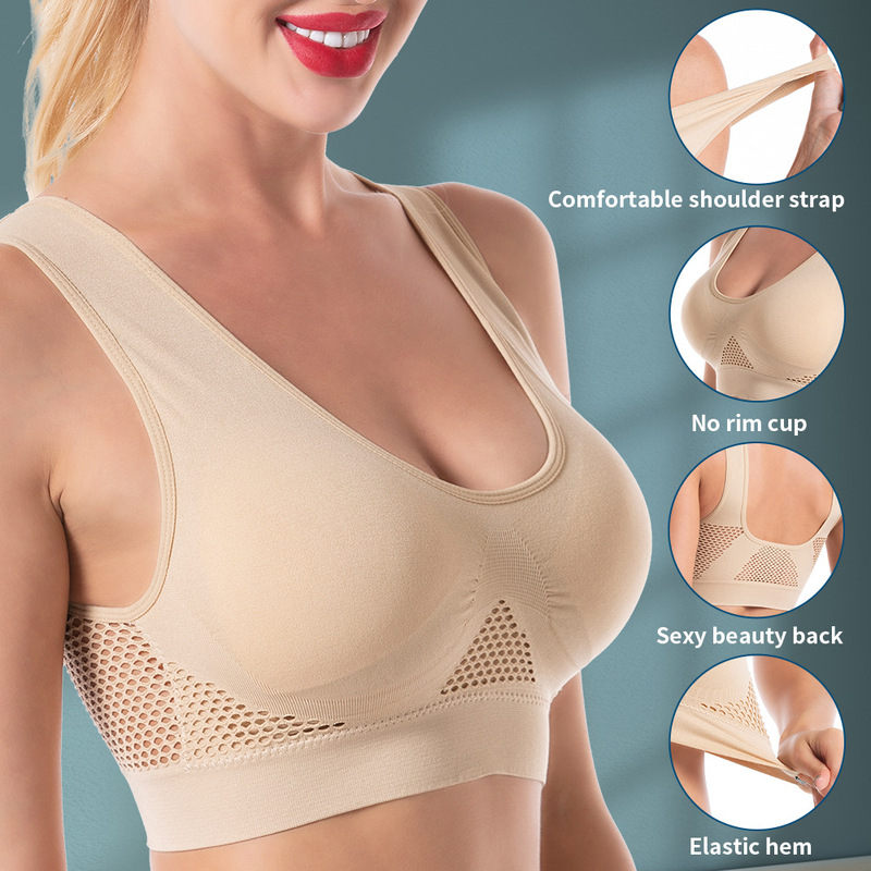 sport bra Mesh Hollow Breathable Sports bra Cross-border Large Size Yoga Running Fitness Sports Underwear