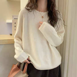 镂空钩花羊绒针织衫女欧洲站2025冬装新款欧货女装加厚打底毛衣潮