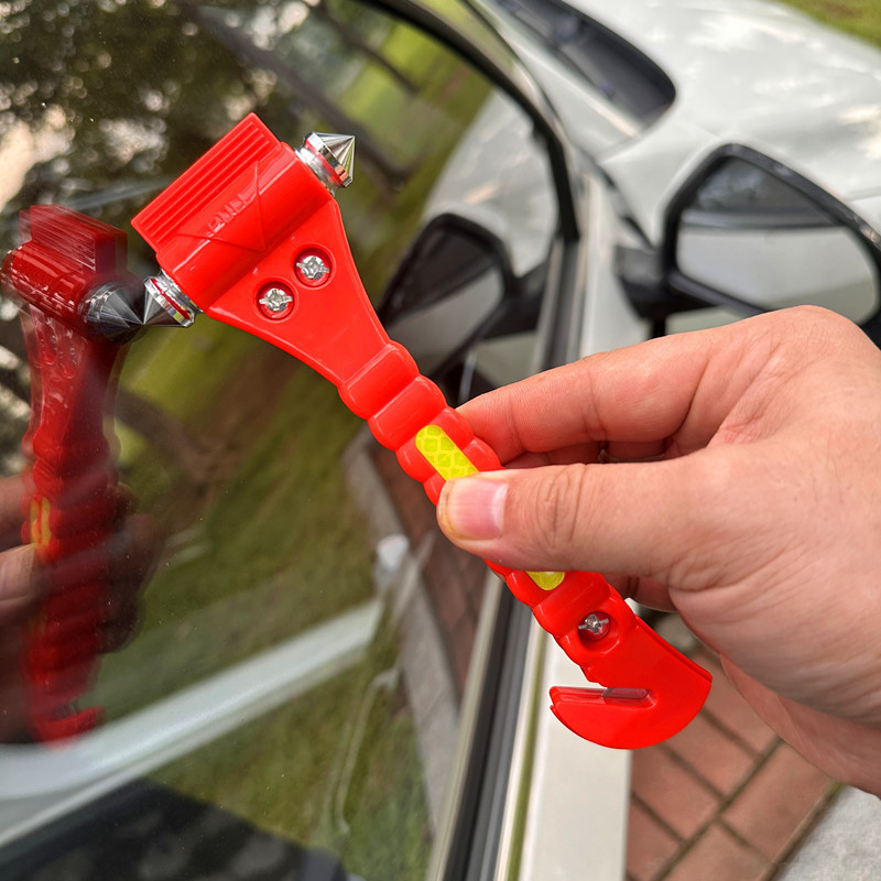Car safety hammer, multifunctional dual-head metal escape tool with cutter, life-saving fire emergency window breaker