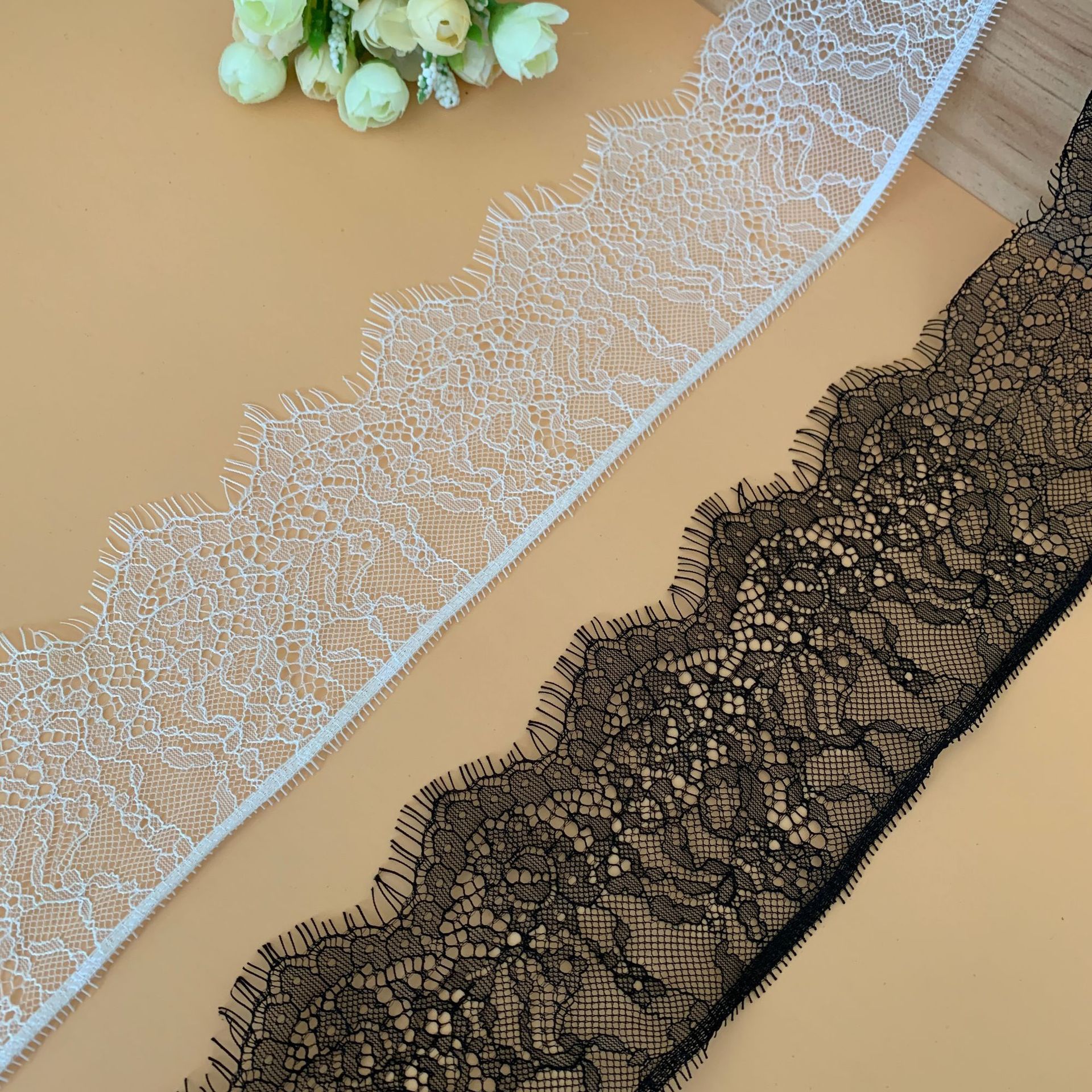 10cm热销锦纶睫毛无弹花边 裙摆女装内衣婚纱服装辅料