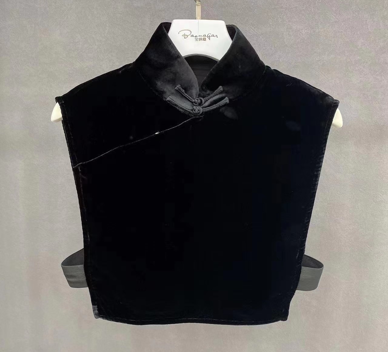 New Chinese Style Mulberry Silk Velvet Collar Top Women's Chinese Style Retro Cheongsam Collar Distinctive Handmade Buckle Fake Collar for Summer