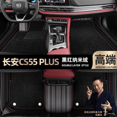 pad is suitable for Changan: Ayaqaltılar (Kovriklər) - black-red-leather-black-nano-velvet-double-layer