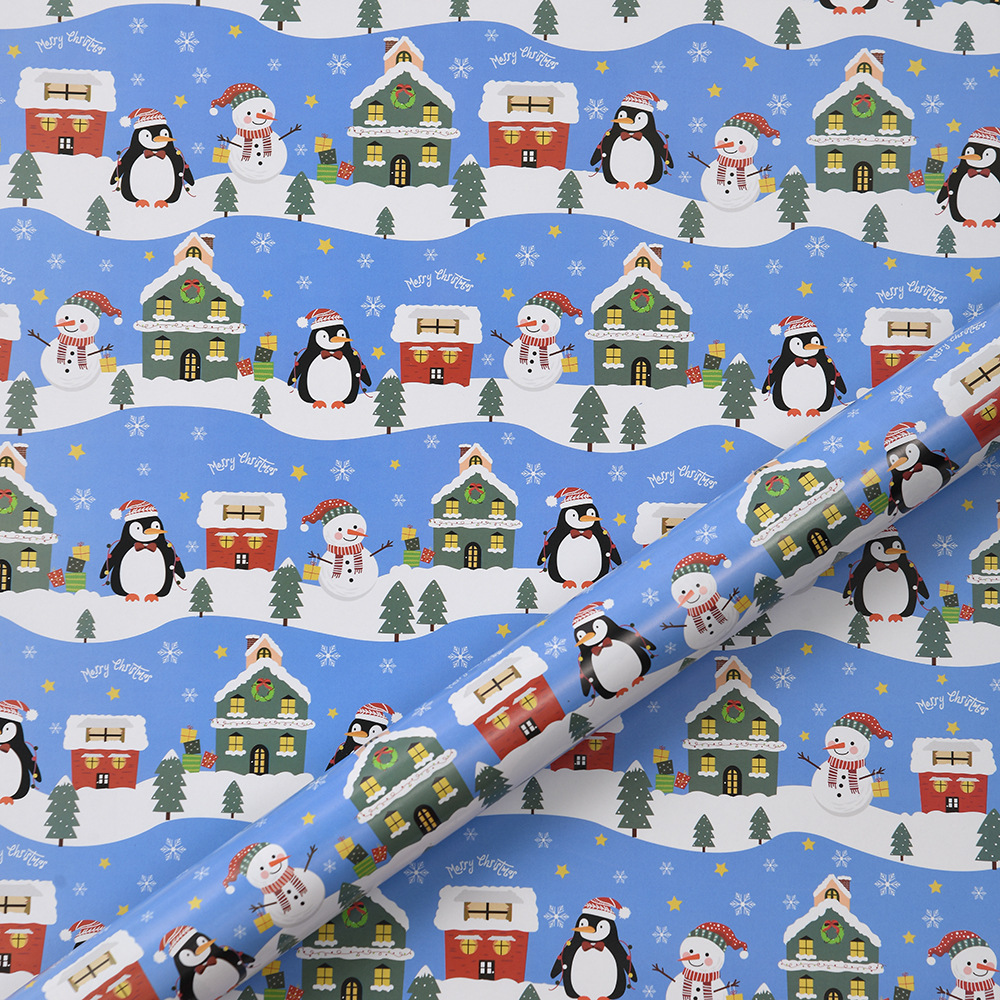 Papel de regalo de Navidad Impresión de dibujos animados Papel estucado 80g Caja de regalo de Navidad para niños Papel de regalo de bricolaje