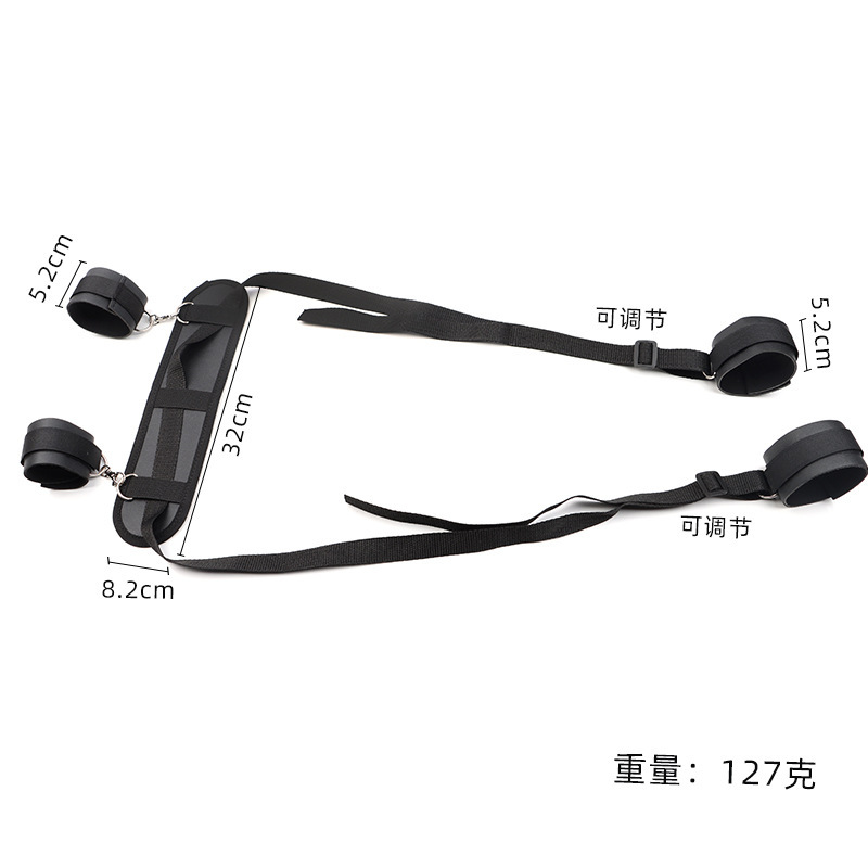 Nylon Leg Splitter Restraint with Adjustable Straps, Black Bondage Training Tool — detail image 3