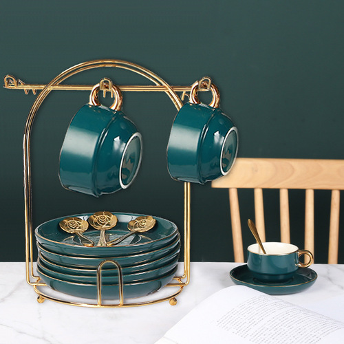 Simple coffee cup and saucer rack Home storage rack red wine cup storage rack European style creative coffee cup and saucer rack