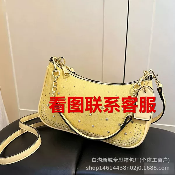 New cross-border women's underarm bag with diamond-embellished crescent design, single-shoulder crossbody bag, fashionable printed commuter bag for women