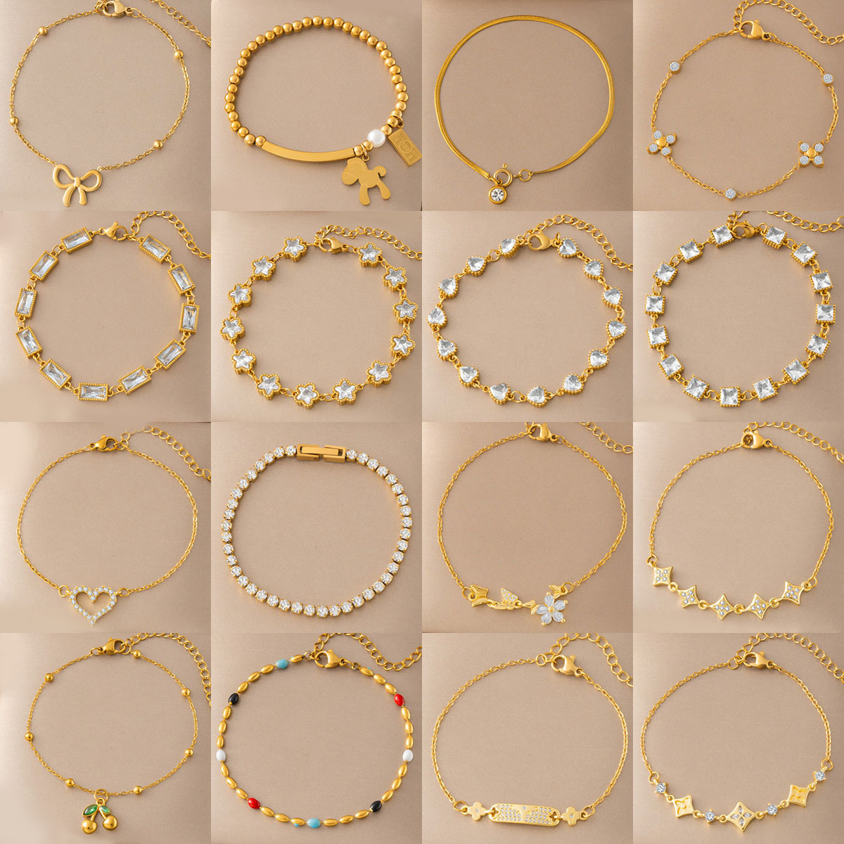 Geometric sophisticated bracelet stainless steel with zircon
