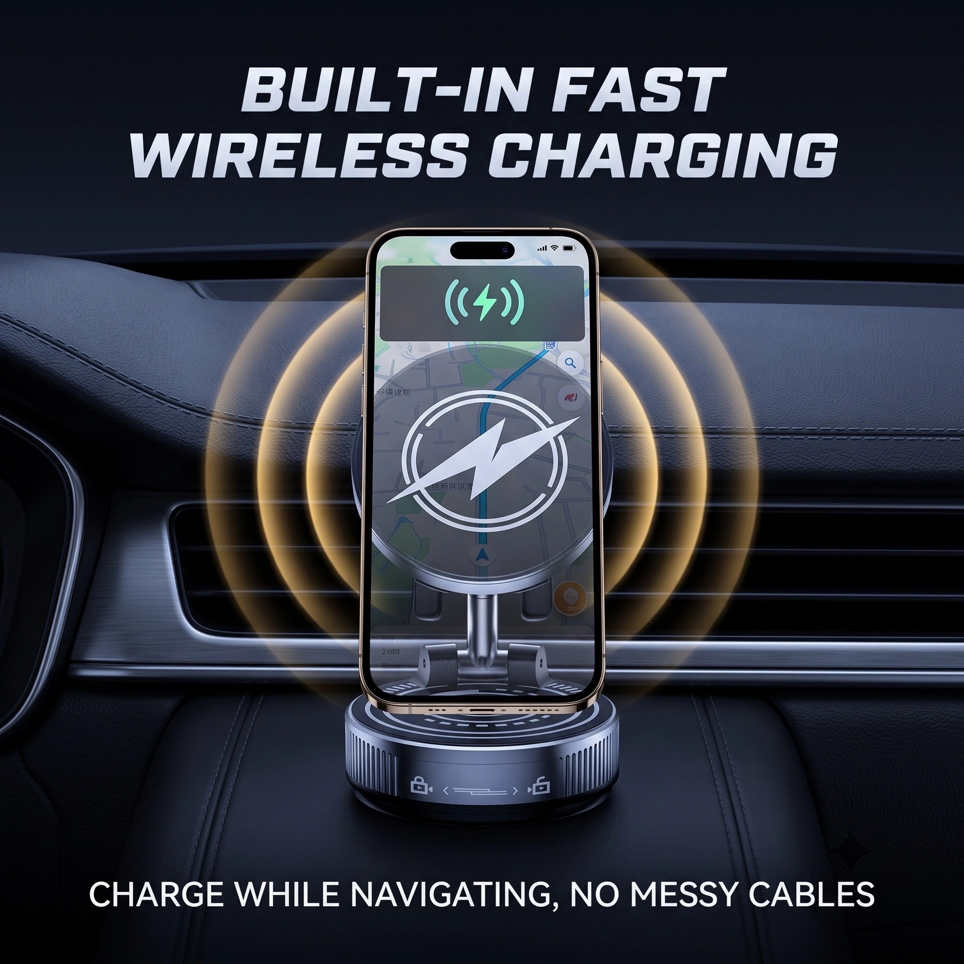 New cross-border magnetic phone holder for car navigation, suction cup mount, car-mounted rotating and foldable convenient holder