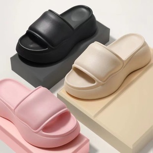 Thick-Soled Eva Sandals and Slippers for Women's Summer Home Indoor Heightening Outer Wear Soft-Soled Seaside Beach Shoes