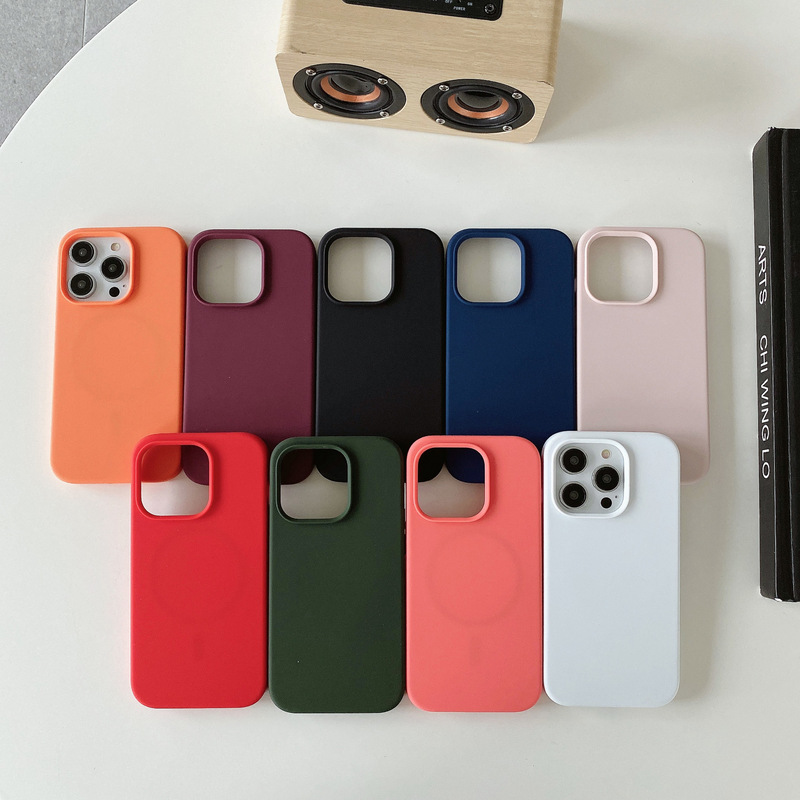 Suitable for Apple 15 Liquid Silicone Magnetic Mobile Phone Case 5promax Business Skin Sense All-inclusive Drop-resistant Foreign Trade Case
