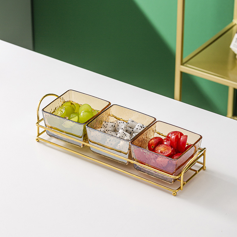Vidrio separado fruta plato comercial merienda plato bar pie baño Club KTV rejilla plato con tapa