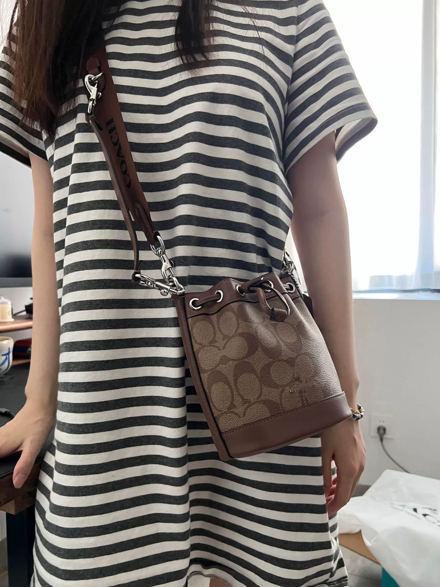 One-shoulder bag, purse, shoulder bag, bucket, drawstring