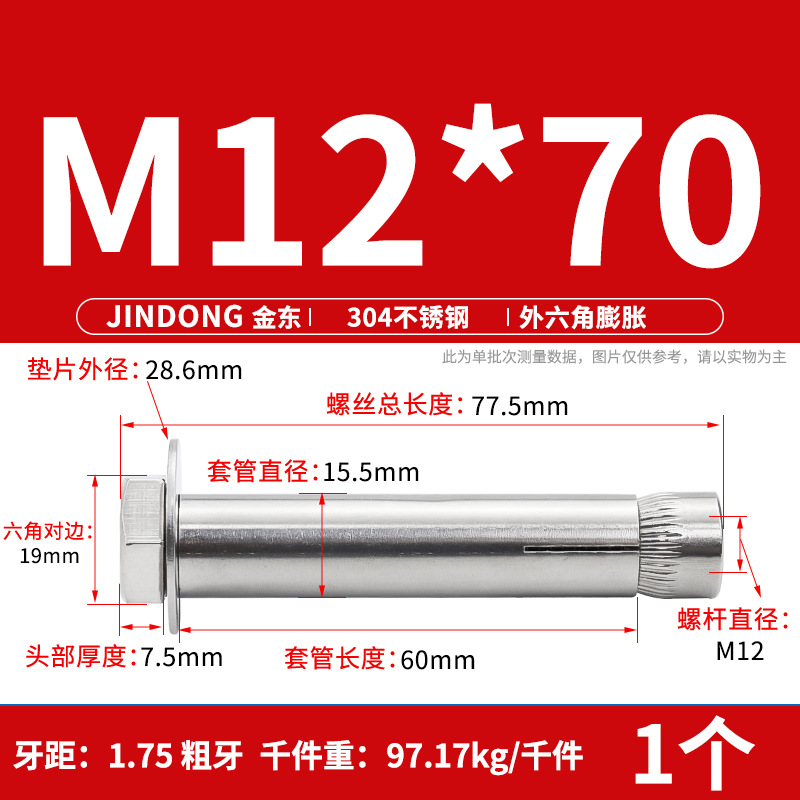 Анкерный болт All Directions M12*70 шестигранный
