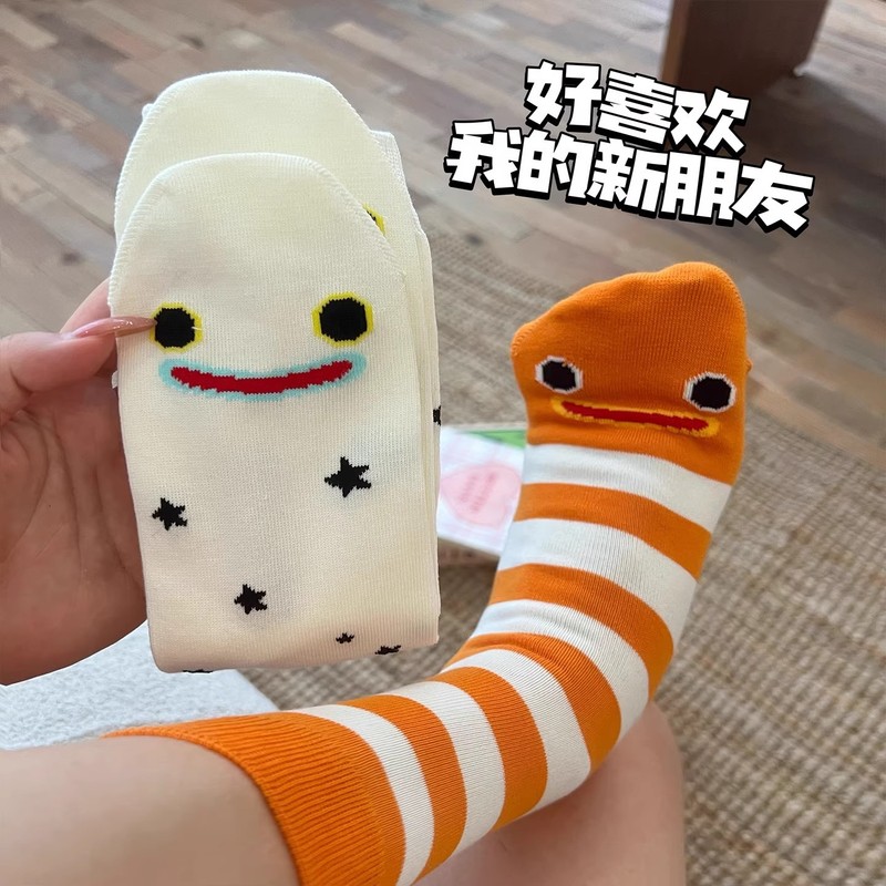 夏季薄款中筒袜卡通花园鳗鱼袜子女ins风可爱系条纹女袜厂家批发|undefined