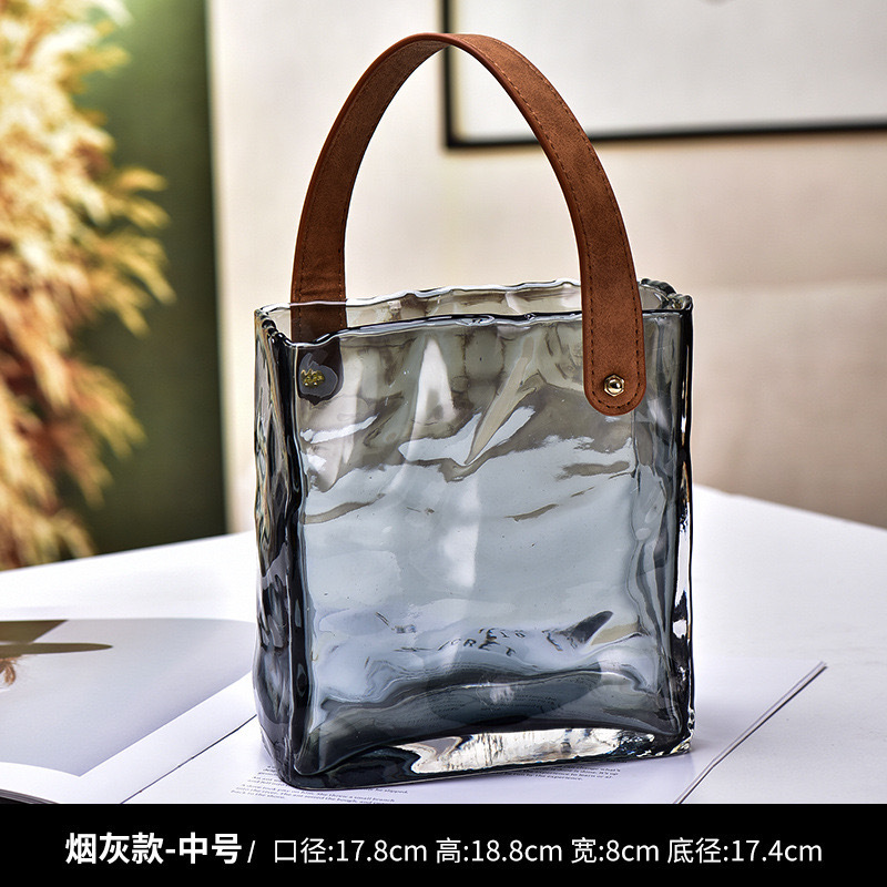Nordic simple handbag glass vase ins style high value transparent…