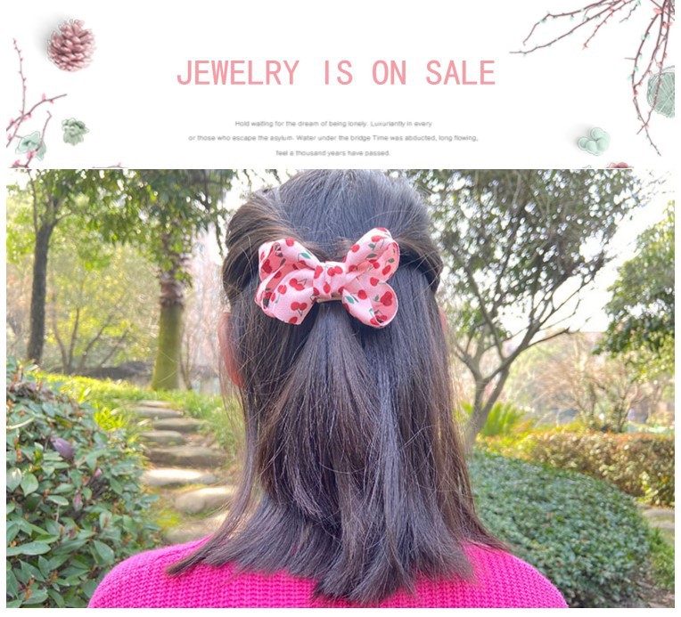 Cute Cherry Bow Knot Cloth Ribbon Hair Clip 1 Piece display picture 2