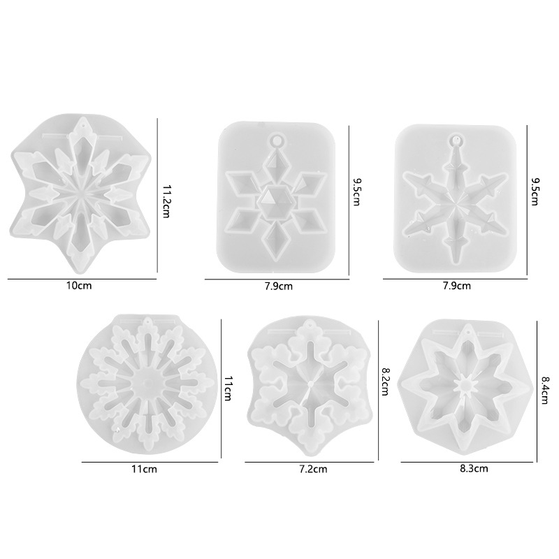 Navidad copo de nieve molde de silicona espejo Pulido-libre de resina copo de nieve llavero colgante epoxi molde