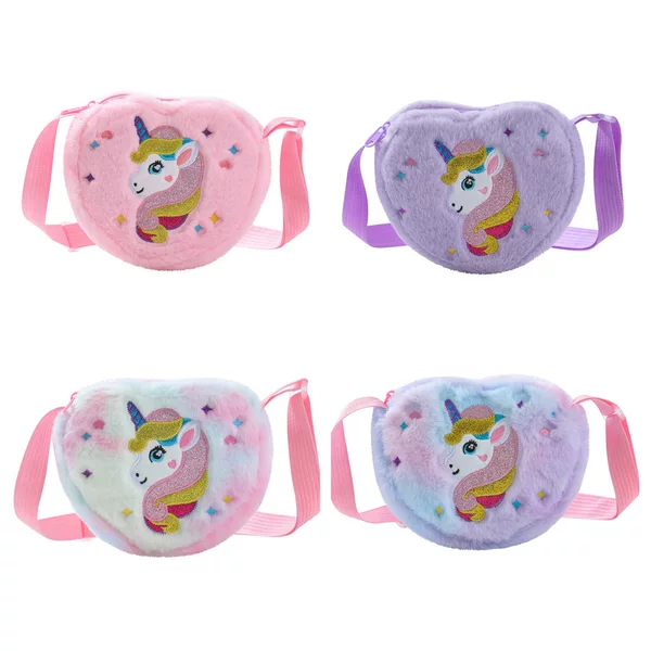 New in stock Plush Loving Heart Storage Children's Cartoon Unicorn Shoulder Bag Cute Girl's Daily Wear Crossbody