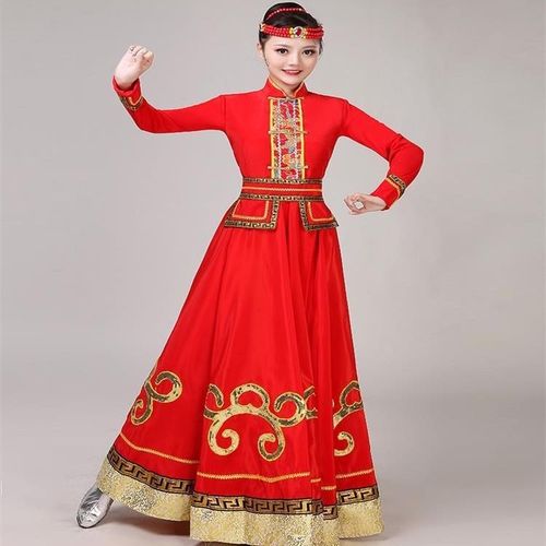 蒙古舞蹈服装少数民族蒙古演出服新款大裙摆女表演服饰长裙