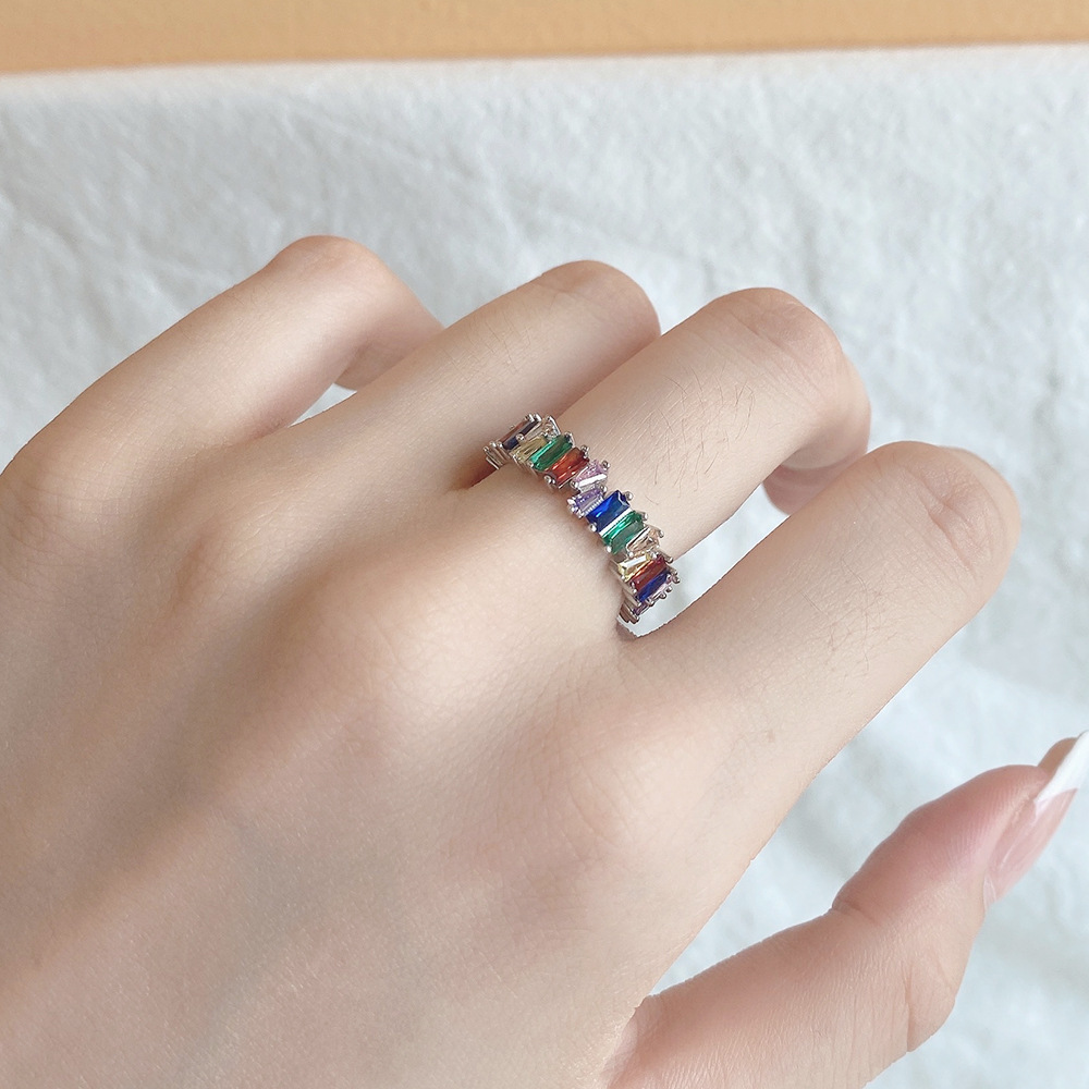 Glam Geometric Silver Plating Zircon Rings