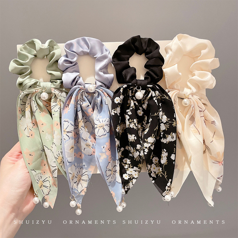 Corea del Sur nueva perla diadema pelo banda floral arco accesorios de pelo cinta pelo cuerda estilo coreano ponytail tocado al por mayor