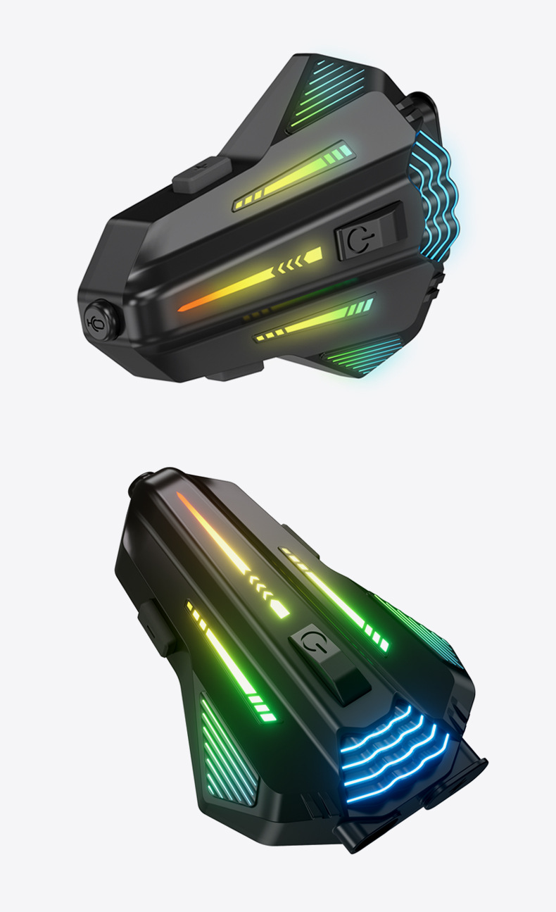 Cross-Border Motorcycle Helmet Bluetooth Headset 6.0 Cool Atmosphere Rgb Lighting Effect Multi-Person Chat Intercom Helmet Headset