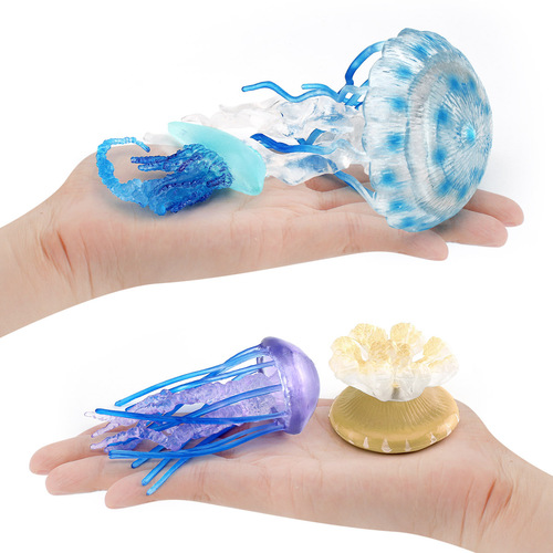 Cross-border children's simulation ocean bottom organisms jellyfish jellyfish animal model static hand puppet decorative ornament toy