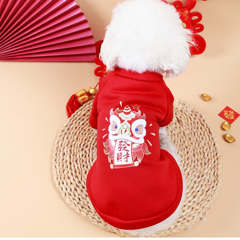 Ropa para gatos y perros Otoño e Invierno Año Nuevo ropa para perros ropa para mascotas perro cálido perro gatito festivo lindo rojo