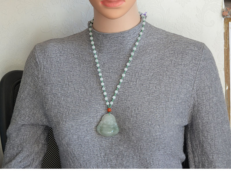 智贝详情图_10新疆天然金丝玉天山翠带翠宝石光细料笑佛吊坠3