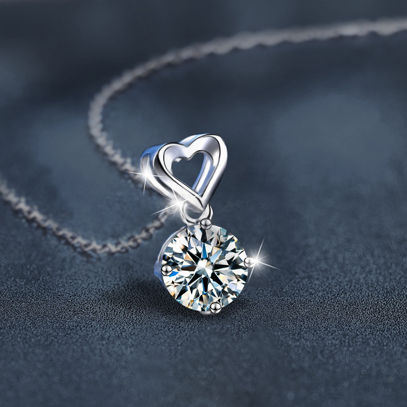 대외 무역 고전 사랑 MOISSANITE 1 캐럿 목걸이 S925 순수 실버 그물 레드 올 매치 펜던트 크로스 국경 도매
