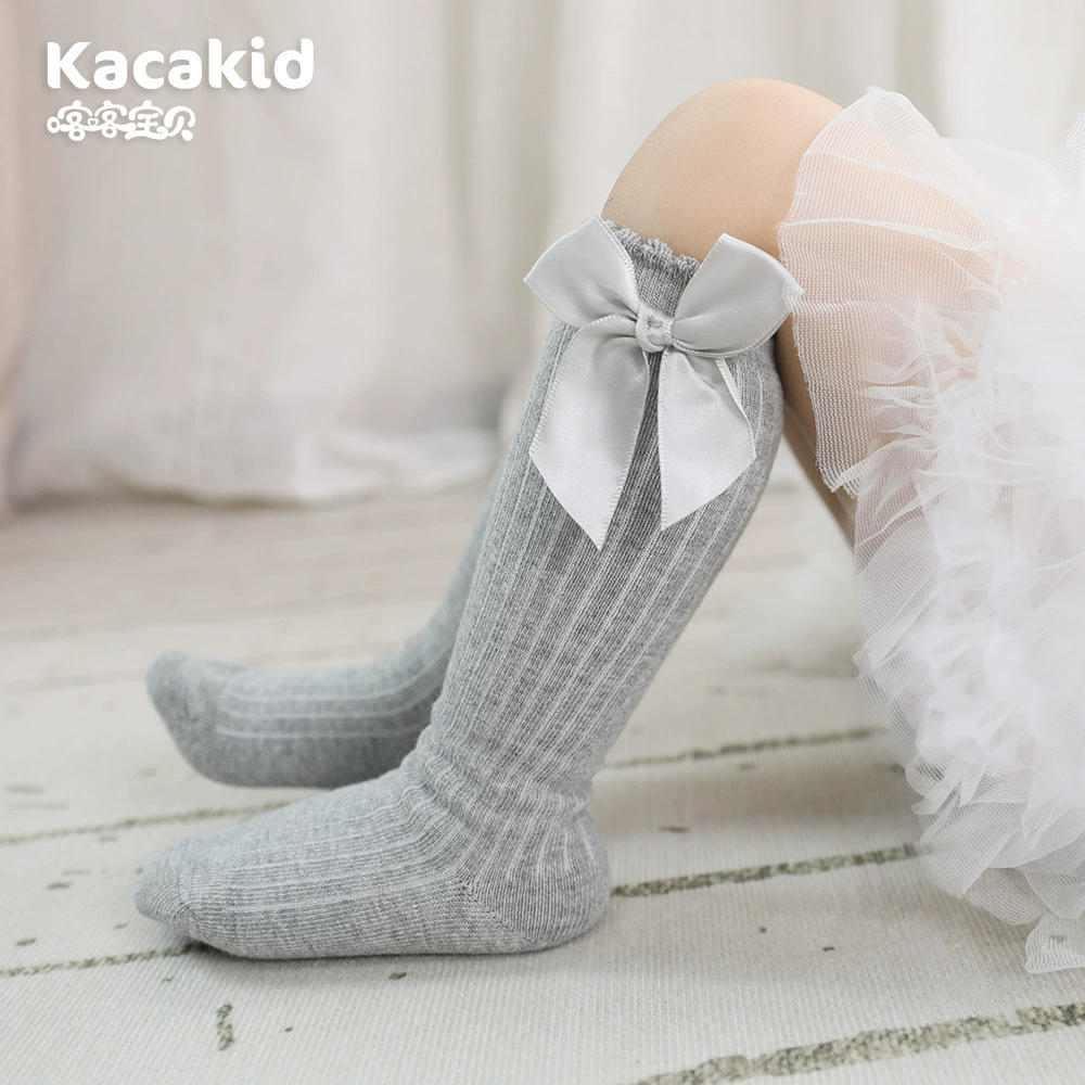 Осенние детские милые цветные knee socks для девочек с бантами, до середины икры, опт