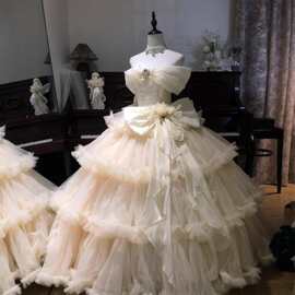 一字肩花嫁Lolita裙晚礼服洛丽塔公主裙超仙气学生日成人礼轻婚纱