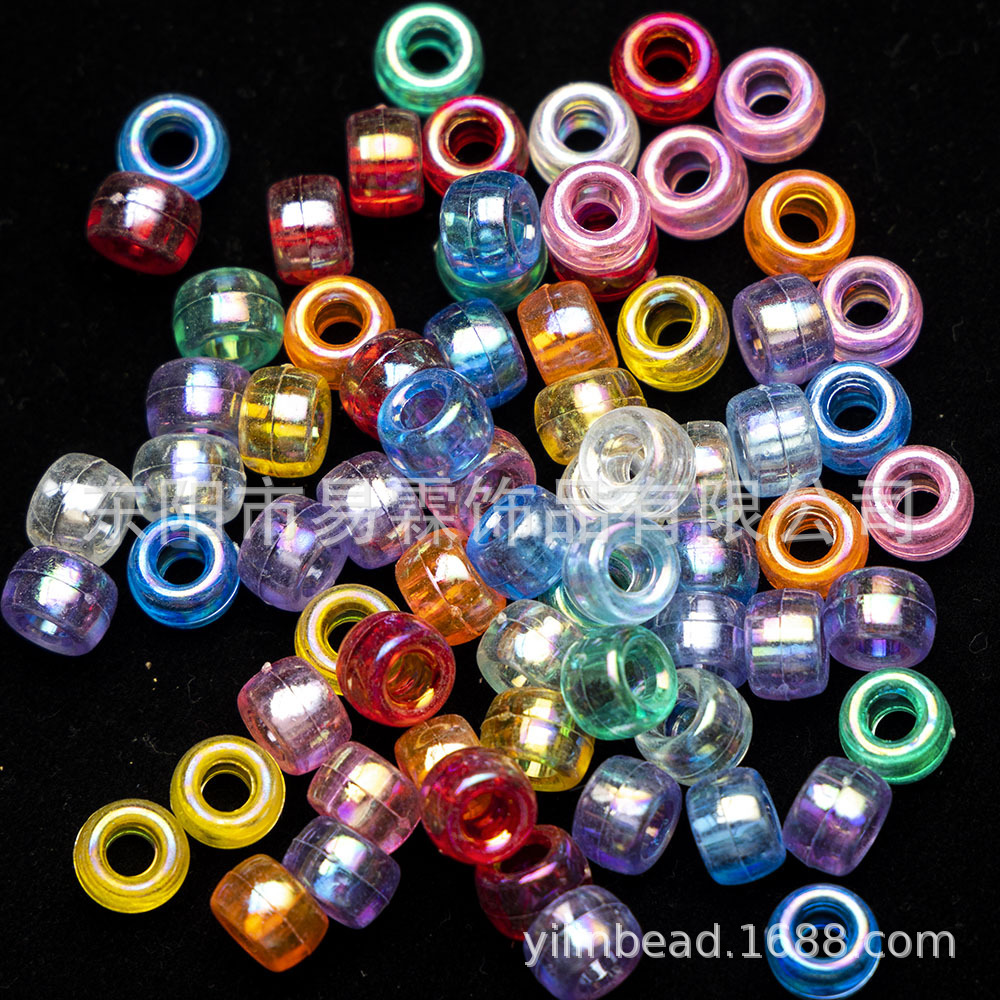 Material de bricolaje transfronterizo cuentas de barril cuentas sueltas cuentas de pony cuentas hechas a mano de agujeros grandes 6*9MM accesorios de joyería de color al por mayor